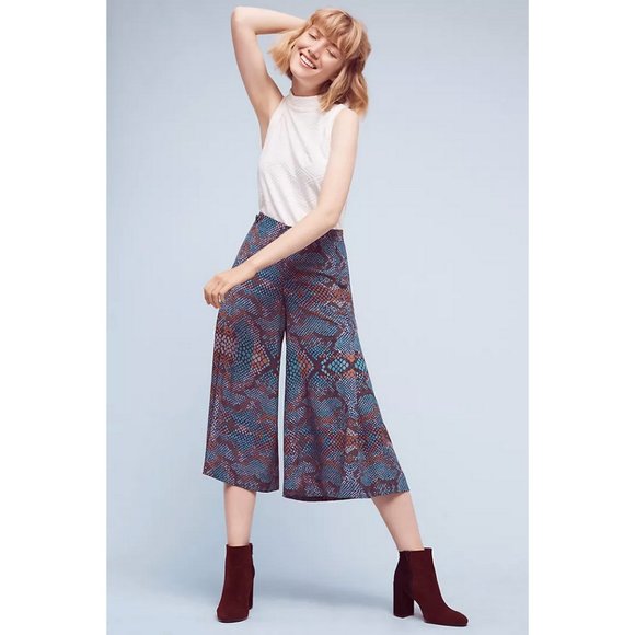 Anthropologie Pants - Anthropologie The Essential Culotte Snakeskin Print Size 8